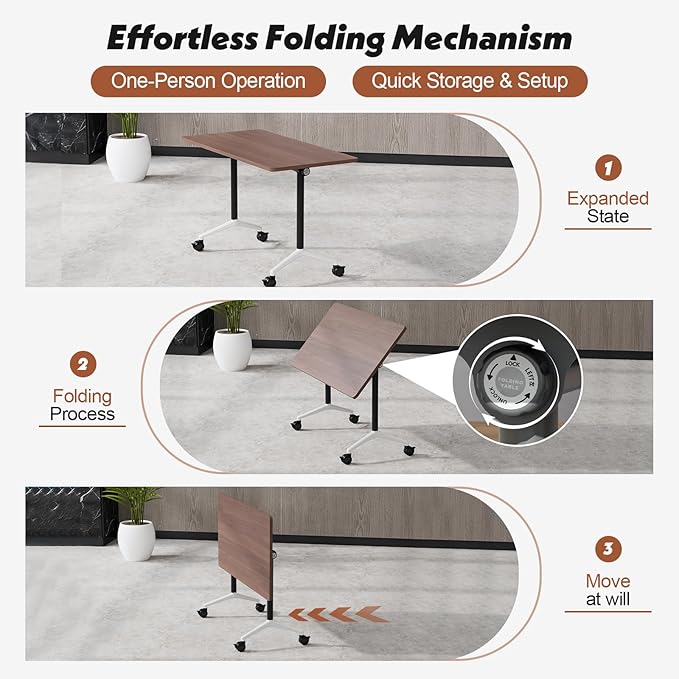 Goakwwuz Conference Room Table, Folding Conference Tables, Thicken Grey Tabletop - Image 4