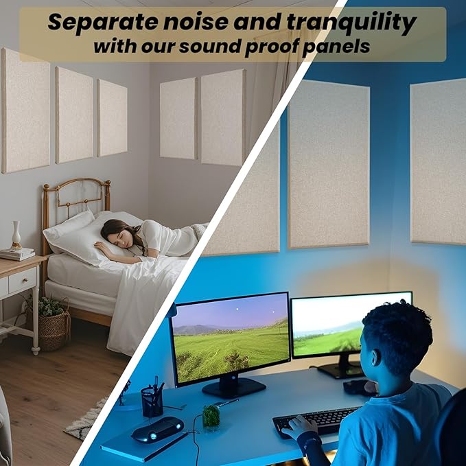 6 PCS Acoustic Panels, Large Soundproof Wall Panels, Professional Fiberglass - Image 5