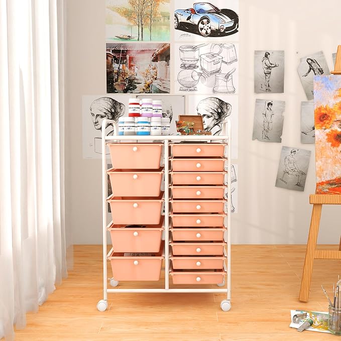 GLACER 15 Drawers Rolling Cart, Storage Cart - Image 8