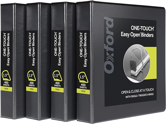 Oxford 3 Ring Binders, Binders for School and Office, Durable 1.5 Inch by Oxford