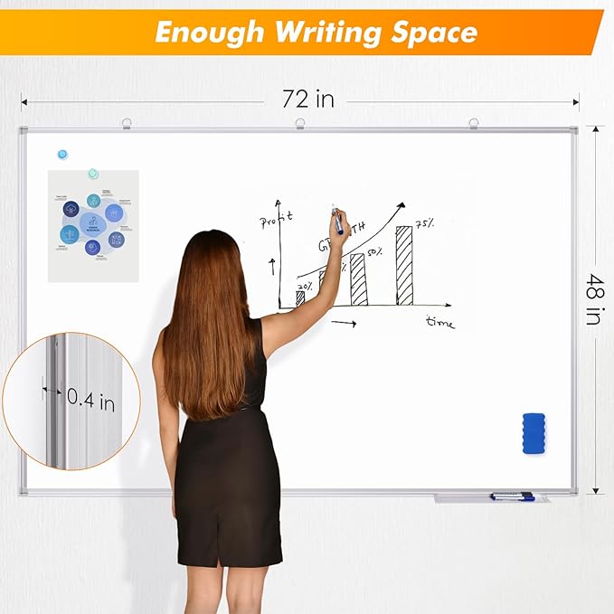 Maxtek White Board Dry Erase 72 x 48, Magnetic Dry Erase Whiteboard - Image 2