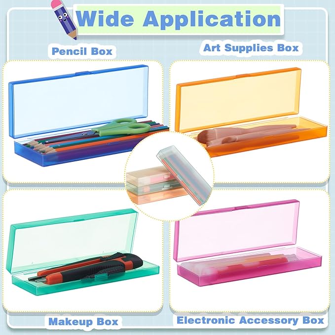 Fainne 24 Pcs Plastic Pencil Case Bulk Pencil Boxes Plastic Stationery Case - Image 7