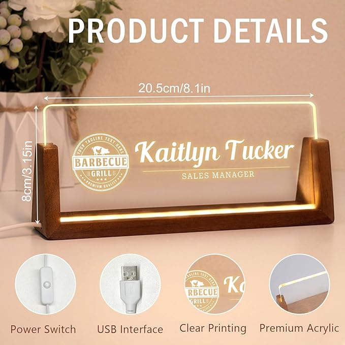 Desk Name Plate Personalized, Custom Office Light Up Name Plate - Image 5