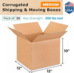 Medium Moving & Shipping Boxes 12"L x 12"W x 10"H - Image 2