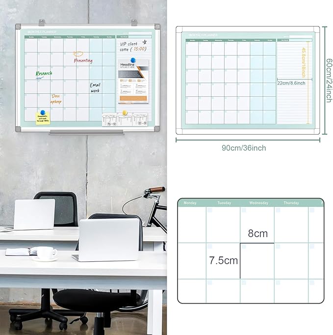 MAKELLO Dry Erase Calendar for Wall 36" x 24", Large White Board Calendar - Image 2