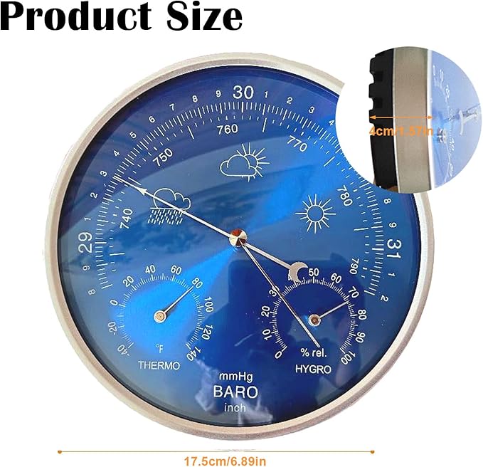 3 in 1 Barometer for Weather Station, Wall Hanging Thermometer All-Season - Image 3