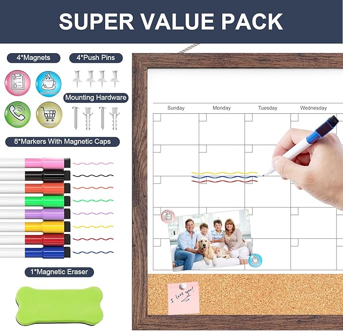 Calendar Whiteboard for Wall, 18x24 Inches White Board Calendar Dry Erase - Image 5