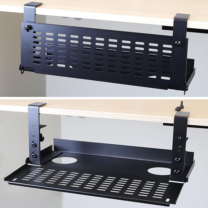AEONS Universal Under Desk Cable Management Tray-Clamp Mount Hinged Swing by AEONS