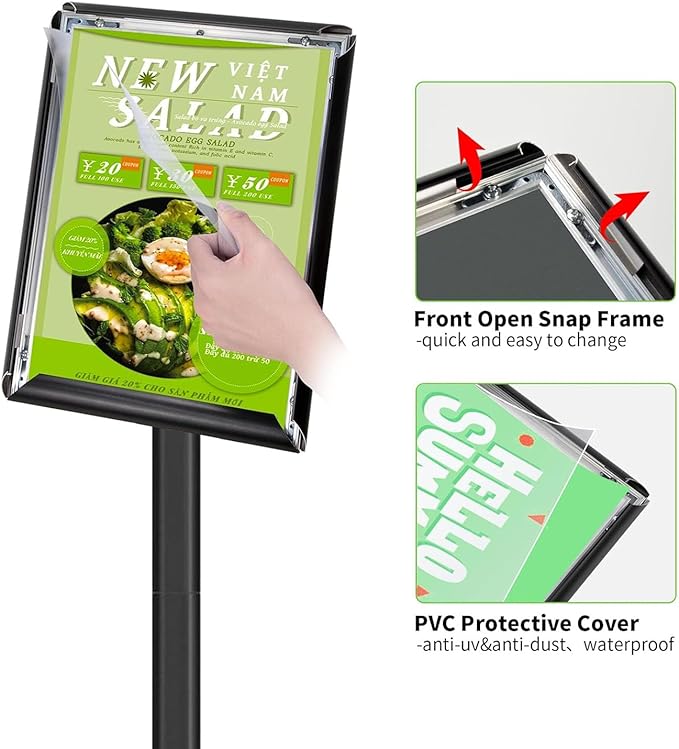 INNOVSIGN Heavy Duty Adjustable Pedestal Poster Sign Stand, 11x17 Aluminum Open - Image 5
