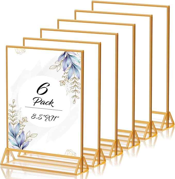 PPH-Sisy Acrylic Sign Holder 8.5X11 Gold Picture Frame Double Sided Acrylic by PPH-SisyPurchaseNow