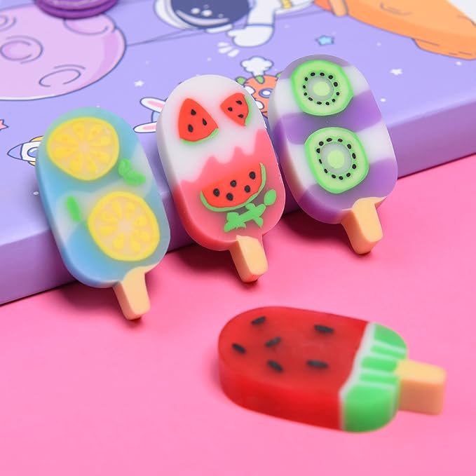 DOMG 16 Pcs Cute Fruit Shaped Ice Cream Erasers - Image 7