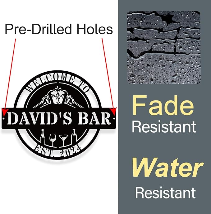 Personalized Bar Sign | Custom Metal Wall Art Decor - Image 6