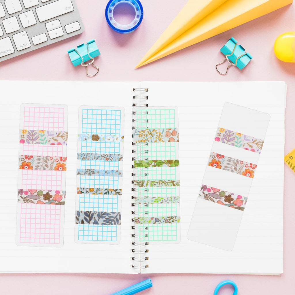 NUOBESTY 40Pcs Washi Cards Tape Sample Board, Portable Washi Tape Organizer Cards for Scrapbooking, Journaling, Planner Storage, Travel Journal, Craft Room, Office and School Use