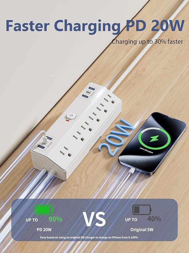 Desk Clamp Power Strip, 40W Fast Charging Station, Desktop Mount Surge Protect - Image 4