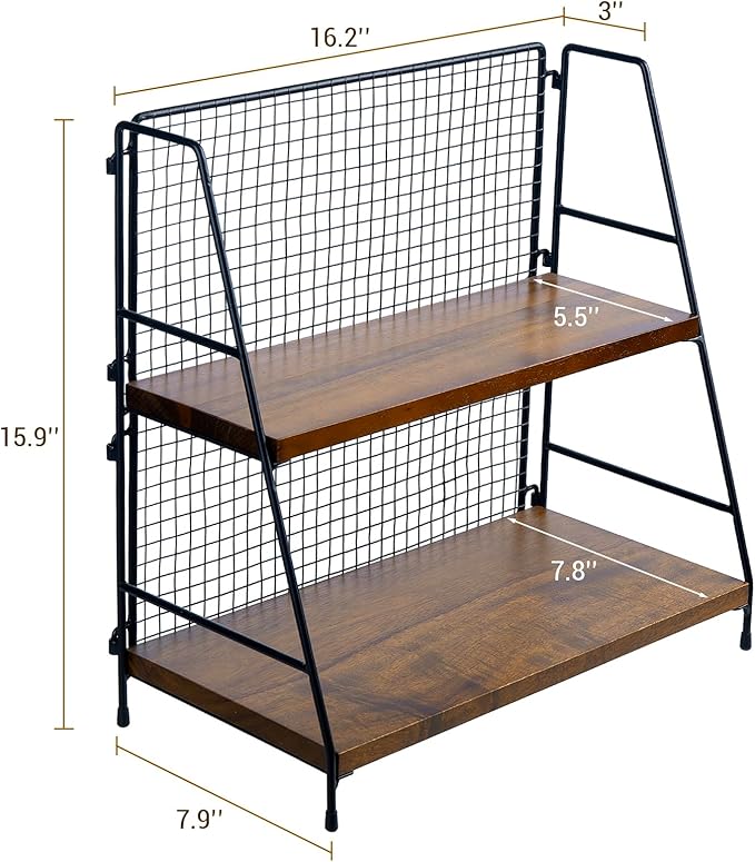 MyGift 2 Tier Premium Acacia Solid Wood Desk Shelf - Image 3