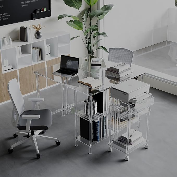 HMYHUM 40 Inch Acrylic Computer Desk - Image 6
