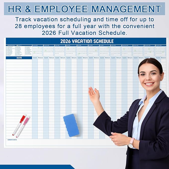 Lincia Large Magnetic 2026 Full Yearly Vacation Board Schedule Dry Erase Wall - Image 3