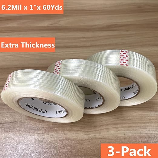 CHUANGSEED 3Pack Mono Filament Strapping Tape 6.2mil x 1Inch x 60yds Commodity - Image 7