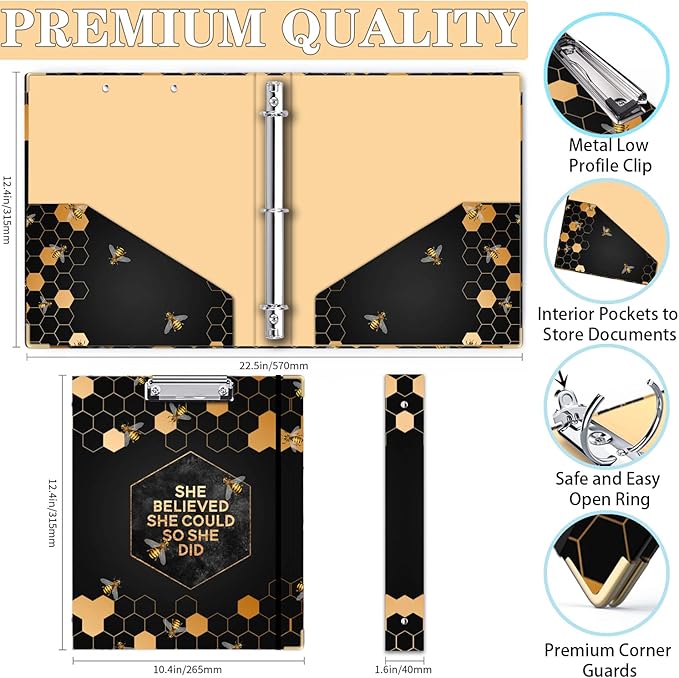 Lateefah 3 Ring Binder, 1 Inch Binder Organizer - Image 4