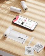 Phomemo 50mm T02 M02 White Thermal Sticker Paper, 3Rolls | Labels Sticker Paper Receipt Printer Paper, For T02 M02 M02X S002 AHM2 X6 D21 Mini Sticker Printer