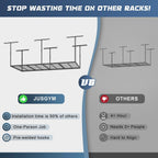 4x8ft overhead garage storage rack 750lbs capacity, 26"-40" showing dimensions