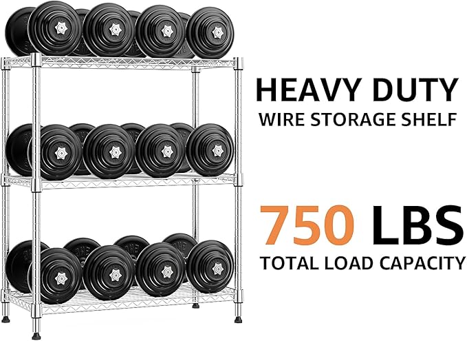 M MZG 750 lbs 3 Tier Storage Rack Metal Wire Shelving Unit, Storage Standing - Image 8