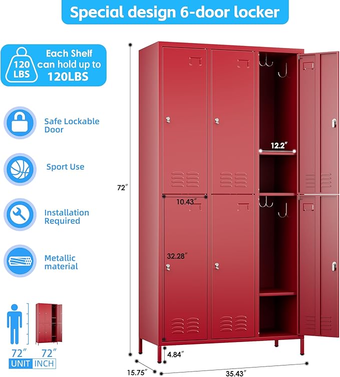 SUPEER 6 Doors Metal Locker Employee - Image 3