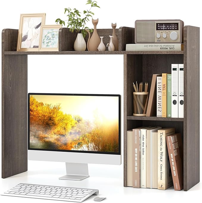 Tangkula Desktop Bookshelf, Countertop Storage Hutch by TANGKULA