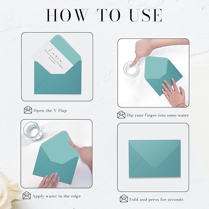 Shimmery Blue Envelope A7-100 PCS Goefun V Flap Invitation Envelopes - Image 3