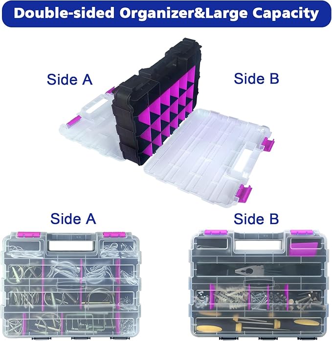 Tools Organizer Box Small Parts Storage Box 50-Compartment Double Side Hardware - Image 5