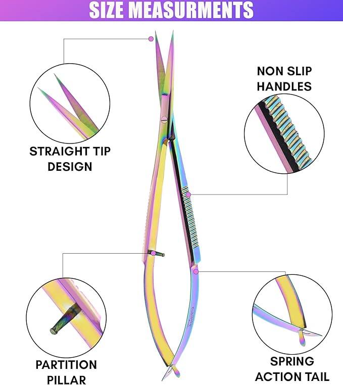 Cross Edge Spring Scissors 5 Inch straight Stainless Steel Precision Eyebrow & - Image 6