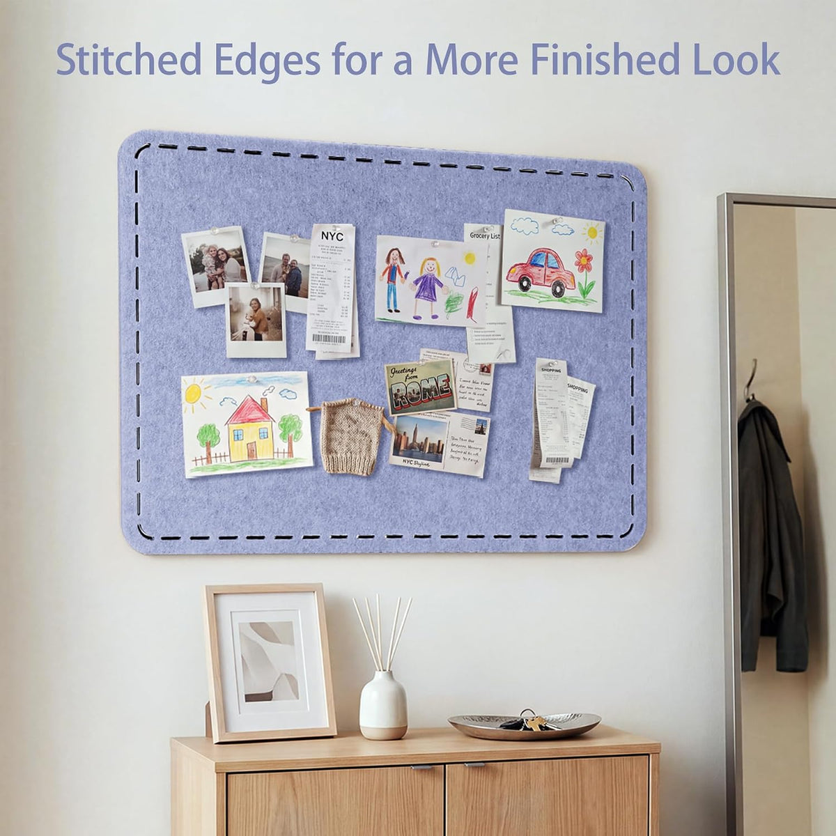 Stitched Bulletin Board 36 x 24 Inches Cork Board Alternative for Wall