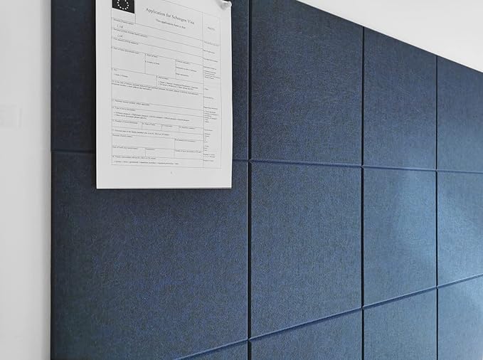 DECORITA Blue Felt Bulletin Board 47"x35" | Large Cork Bulletin Board - Image 2