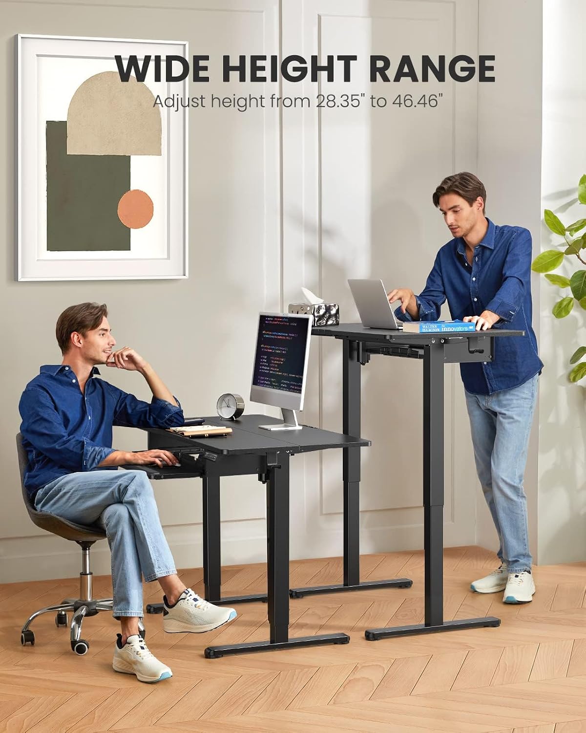 ErGear Electric Standing Desk with Keyboard Tray, 55x28 Inches Adjustable Hei...