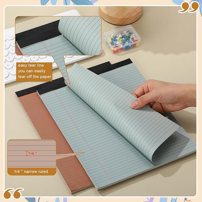 Fuutreo 8 Pcs 8.5'' x 11'' Colored Legal Pad Writing Pads Narrow Ruled 50 - Image 3