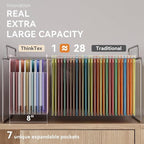 ThinkTex Plastic Expanding Hanging File Folders, 7 Innovative 1.2" Accordion - Image 4