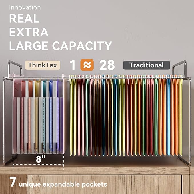 ThinkTex Plastic Expanding Hanging File Folders, 7 Innovative 1.2" Accordion - Image 4