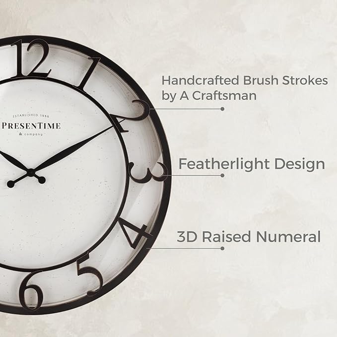Presentime & Co 21" Farmhouse Series Wall Clock, Vintage Style, Retro Clock - Image 2