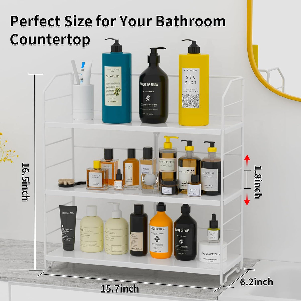 BOIVSHI Bathroom Countertop Organizer, 3-Tier Bathroom Counter Organizer, 8-L...