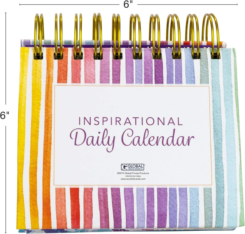 Global Printed Products Motivational & Inspirational Perpetual Daily Flip Calendar Self-Standing Easel (Rainbow Stripe)