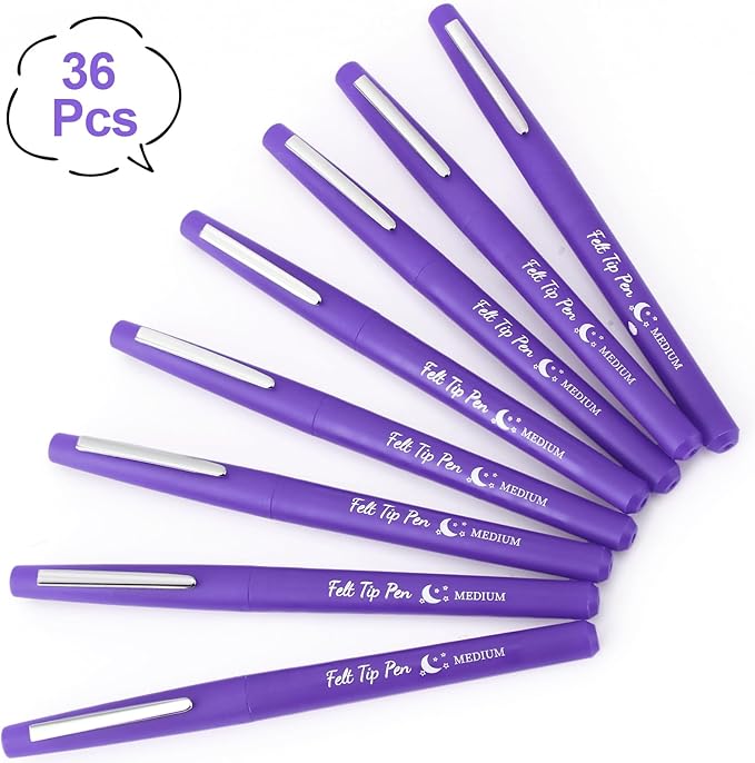 Fuyoooo 36 Pcs Felt Tip Pens 0.7mm Medium Point Colored Felt Tip Pens - Image 3