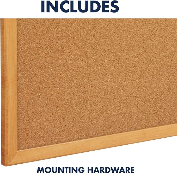 Quartet Cork Board, Bulletin Board, Oak Finish Frame - Image 6