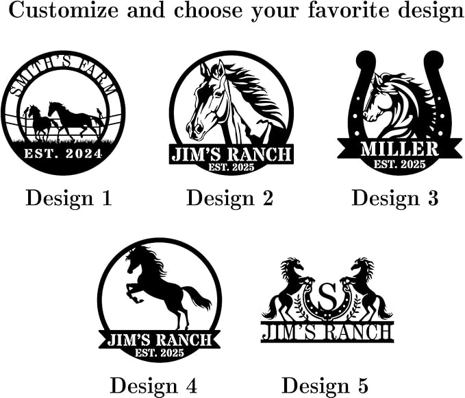 Personalized Horse Ranch Metal Sign Custom Farm Metal Wall Art Horse Name Sign - Image 2