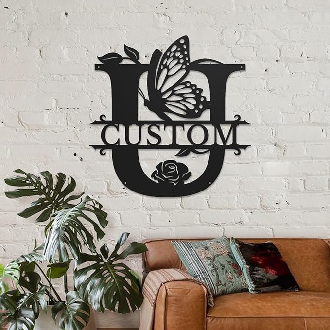 Personalized Custom Letter Name metal Signs, Custom Black Letter Monogram Wall - Image 3