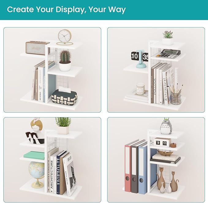 ELITEROO Desk Bookshelf, 4 Tier Wood Desktop Bookshelf, Adjustable Table Top - Image 6