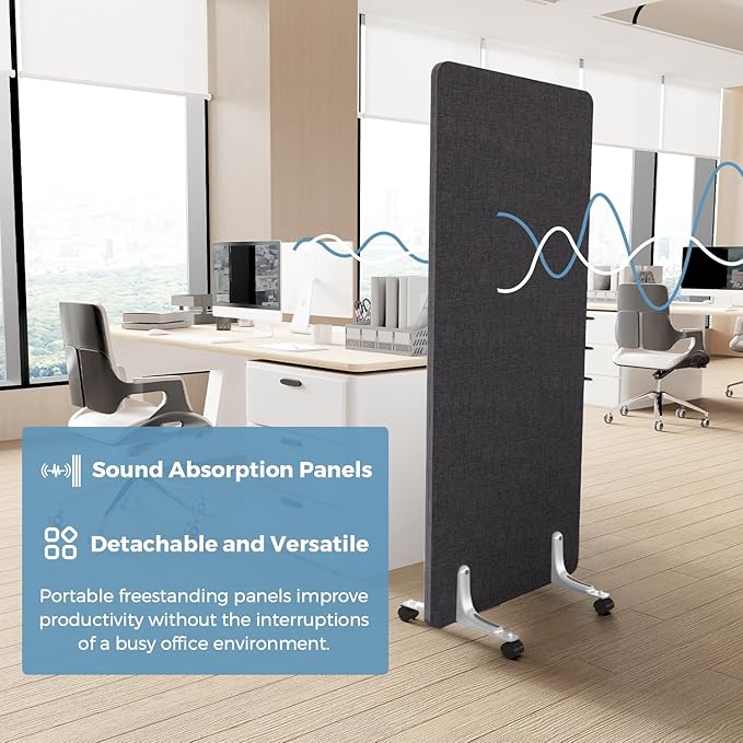 MORDEER 70.8" W x 63" H Freestanding Partition Room Dividers, Acoustic Panels - Image 4