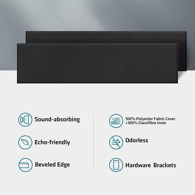 2 Pack 2" Thick Acoustic Panels, 47.24" X 11.81" Fiberglass Wall Panel - Image 5