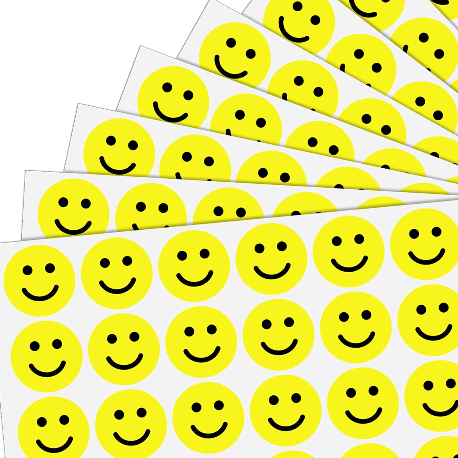 600 PCS - 1" Smiling Happy Smile Face Stickers, Yellow