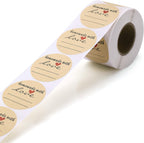 1.5" Homemade with Love Stickers, 500 Pcs Kraft Jar Canning Label Stickers for Baked Packaging, Cookie Bags, Fudge Containers, Store Owners, Crafts, Organizing, Price Tags