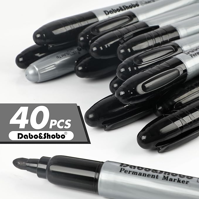 Dabo&Shobo Permanent Markers Jumbo Size, Bullet Tip, Large Black Permanent - Image 2